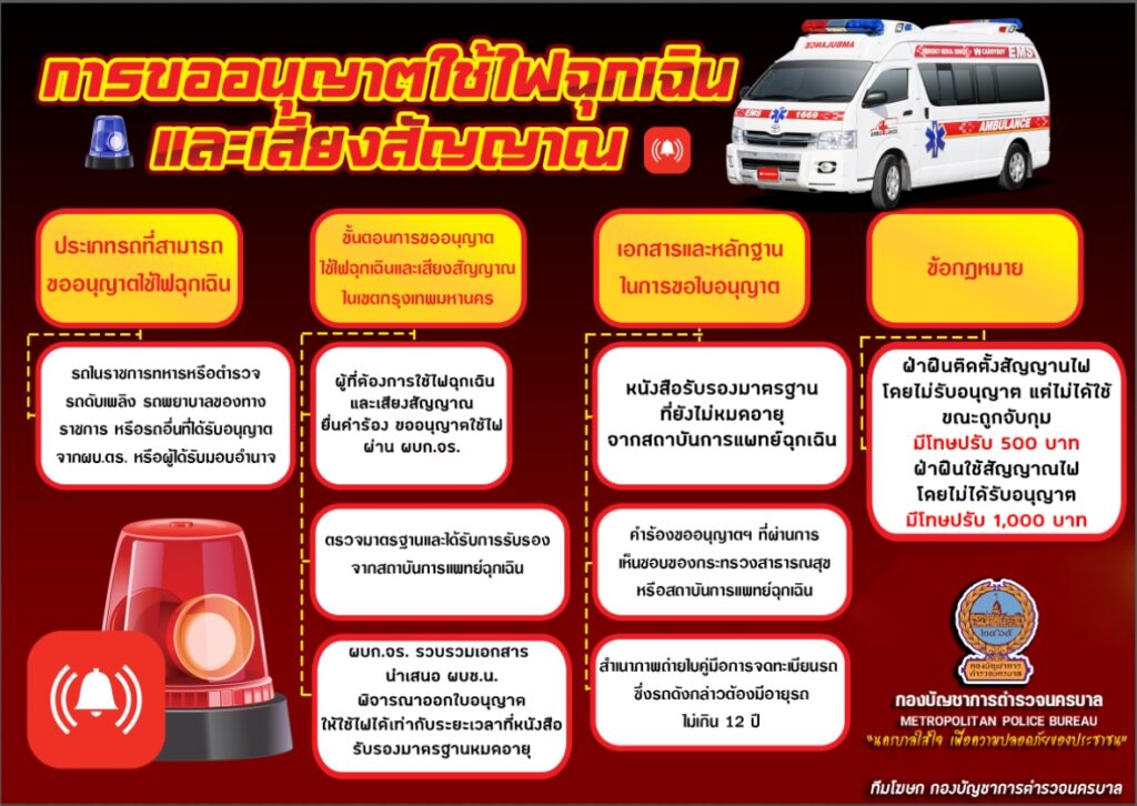 การขออนุญาตใช้ไฟฉุกเฉินและเสียงสัญญาณ